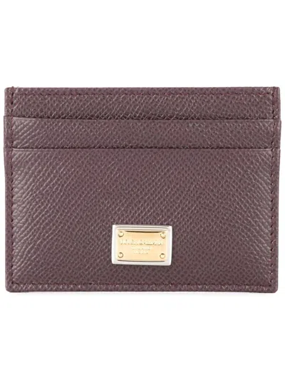 Dolce & Gabbana Leather Card Holder In Brown