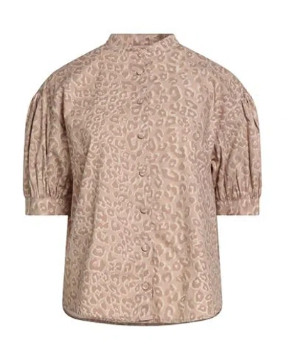 Twinset Woman Shirt Light Brown Size 6 Cotton In Neutral