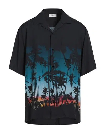 Celine Man Shirt Midnight Blue Size 16 ½ Viscose In Black