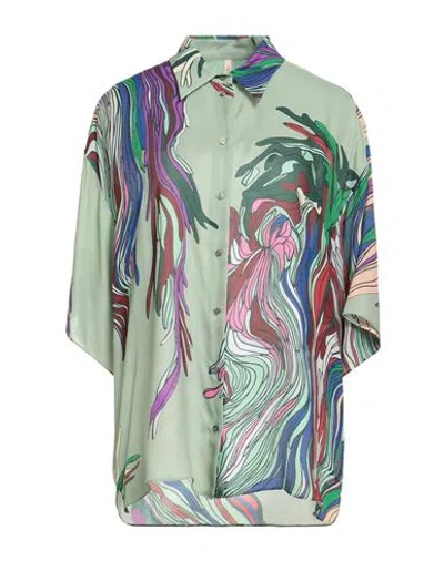 Indress Woman Shirt Sage Green Size 2 Organic Silk In Green