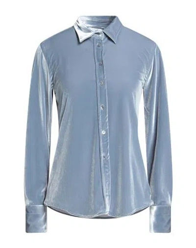 Caliban Woman Shirt Slate Blue Size 10 Polyester, Elastane In Black