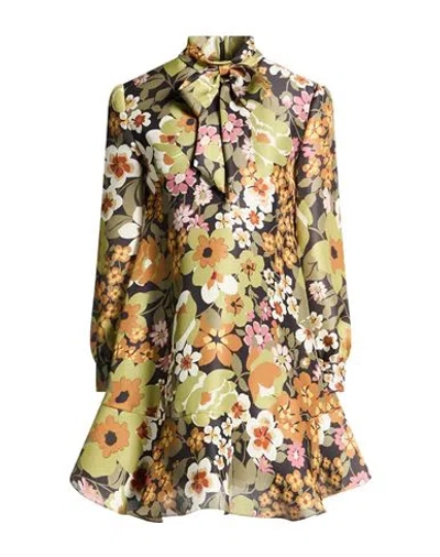 Celine Woman Mini Dress Military Green Size 6 Silk In Green