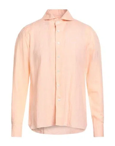 100 Hands Man Shirt Salmon Pink Size 16 Linen In Pink