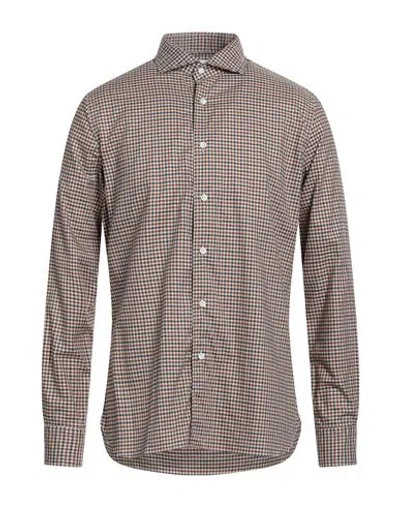 Agho Man Shirt Brown Size 16 Cotton In Brown