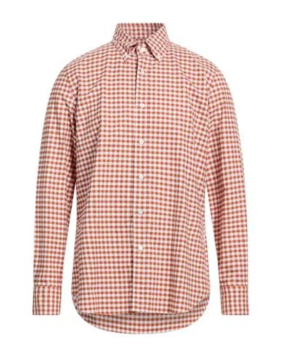 Finamore 1925 Man Shirt Brown Size 17 ½ Cotton In Red