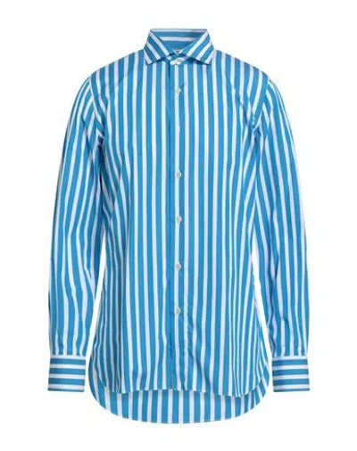 Finamore 1925 Man Shirt Azure Size L Cotton In Blue