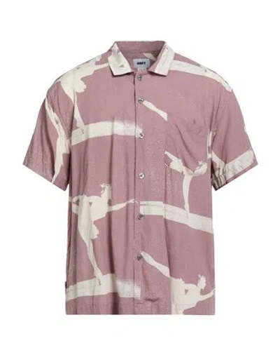 Obey Man Shirt Antique Rose Size Xl Viscose In Pink