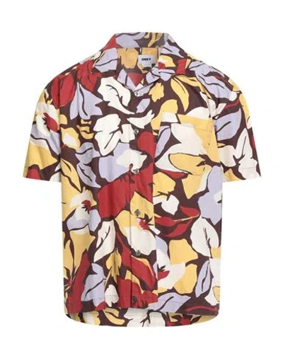 Obey Man Shirt Chocolate Brown Size Xl Cotton In Multi