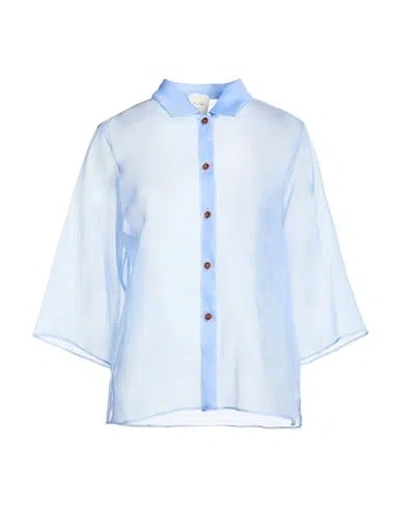 Alysi Chocolat Woman Shirt Light Blue Size 00 Silk In Blue