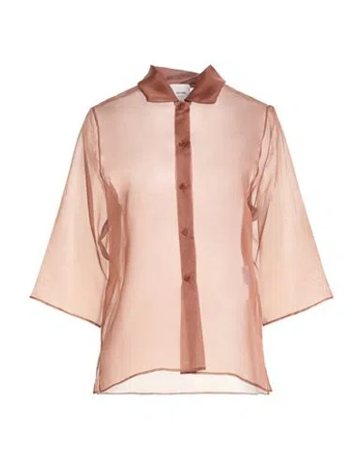 Alysi Chocolat Woman Shirt Tan Size 4 Silk In Neutral