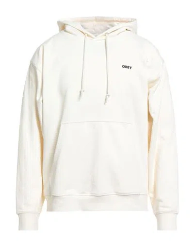 Obey Man Sweatshirt Cream Size Xl Cotton, Polyester In White