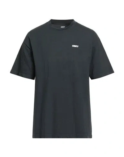 Obey Man T-shirt Charcoal Size Xl Cotton In Gray