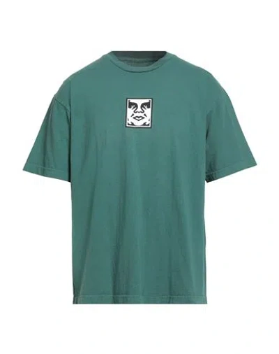 Obey Man T-shirt Green Size Xl Cotton In Green