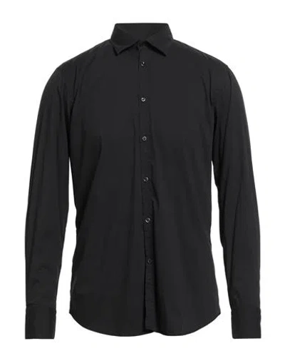 Aglini Man Shirt Black Size 16 ½ Cotton, Polyamide, Elastane In Black
