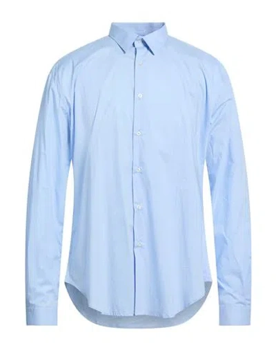Liu •jo Man Man Shirt Sky Blue Size 15 Cotton, Elastane In Blue