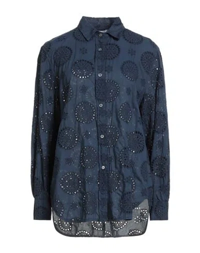 Caliban Woman Shirt Midnight Blue Size 10 Cotton In Blue