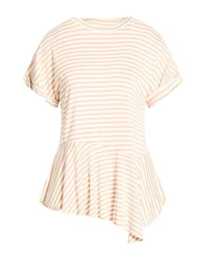 B.yu B. Yu Woman T-shirt Beige Size Xl Viscose, Elastane In Pink