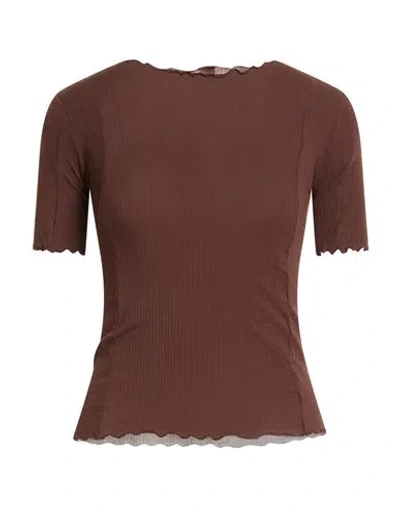 Baserange Woman T-shirt Chocolate Brown Size L Organic Cotton, Elastane In Brown