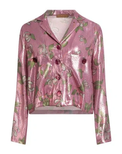 Siyu Woman Jacket Pink Size 6 Silk, Polyester In Pink