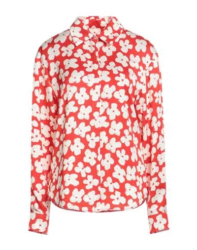 Msgm Woman Shirt Red Size 6 Viscose In Multi