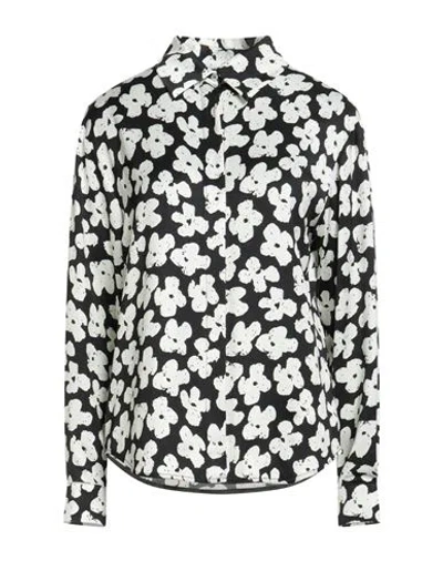 Msgm Woman Shirt Black Size 6 Viscose In Multi