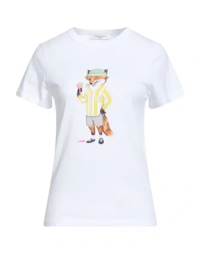 Maison Kitsuné Woman T-shirt White Size L Cotton In White