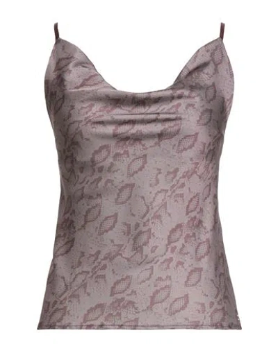 Yes Zee By Essenza Urban Chic Woman Top Taupe Size Xxl Polyester, Elastane In Gray