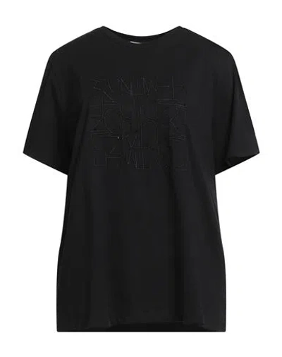 Diana Gallesi Woman T-shirt Black Size 14 Cotton, Polyester In Black