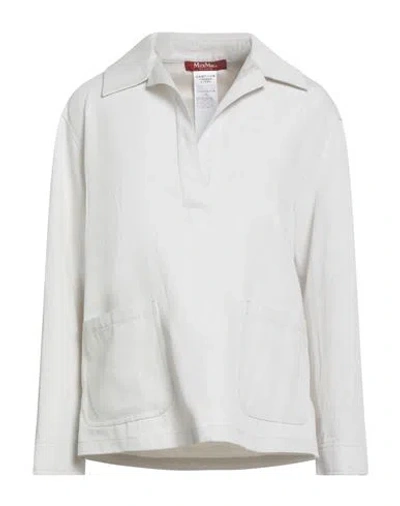 Max Mara Studio Woman Top Light Grey Size 12 Cotton, Linen In White