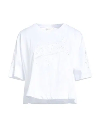 Bsb Jeans Woman T-shirt White Size M Cotton In Gray