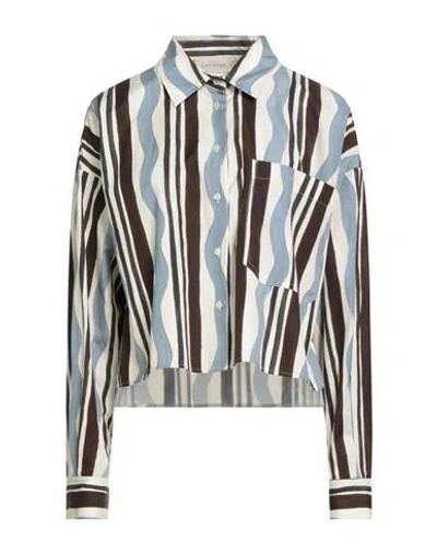 Weekend Max Mara Woman Shirt Dark Brown Size 16 Cotton In Multi