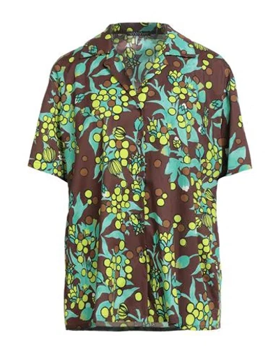 Laura Urbinati Woman Shirt Dark Brown Size 10 Cotton, Elastane In Brown