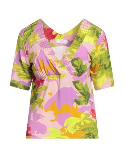Vdp Via Delle Perle Collection Woman Top Lilac Size 12 Viscose, Elastane In Multi