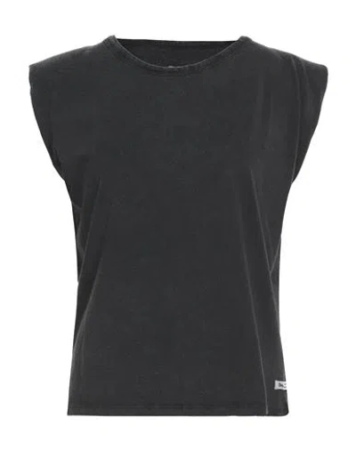 Bsb Jeans Woman T-shirt Charcoal Size L Cotton In Black