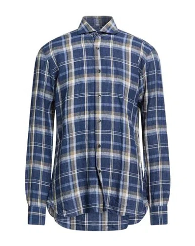 Dandylife By Barba Napoli Man Shirt Navy Size 16 ½ Linen In Blue