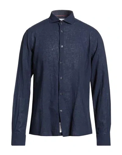 Yes Zee By Essenza Natural Feeling Man Shirt Midnight Blue Size 3xl Linen, Cotton In Blue