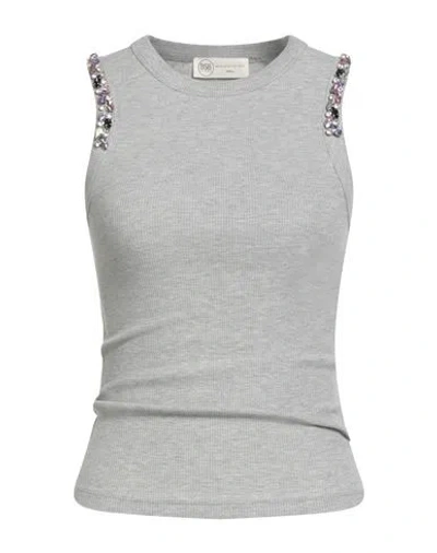 Bsb Jeans Woman Tank Top Light Grey Size M Cotton, Polyester, Elastane In Multi