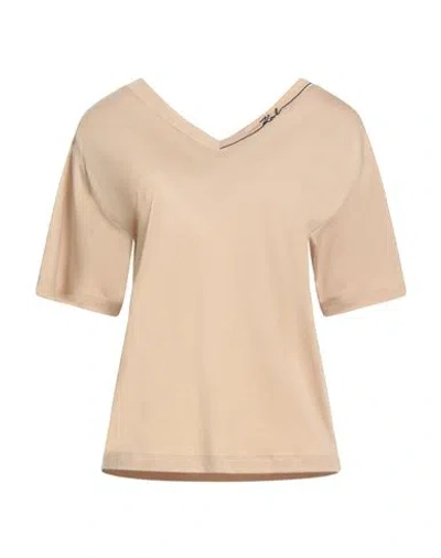 Karl Lagerfeld Karl Cares Woman T-shirt Beige Size S Lyocell, Cotton In Neutral