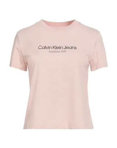 Calvin Klein Jeans Est.1978 Calvin Klein Jeans Woman T-shirt Light Pink Size L Cotton In Pink