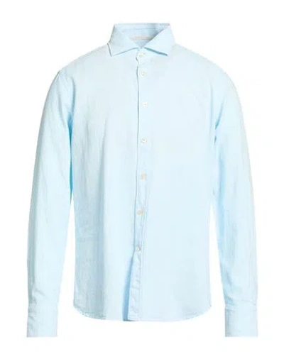 Tintoria Mattei 954 Man Shirt Sky Blue Size 16 Cotton In Blue