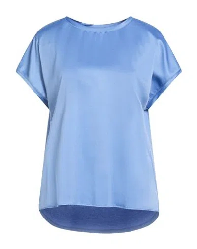 Diana Gallesi Woman Top Light Blue Size 8 Viscose, Elastane, Polyester In Blue