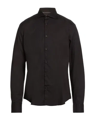 Yes Zee By Essenza Urban Man Shirt Black Size 3xl Cotton, Elastane In Brown