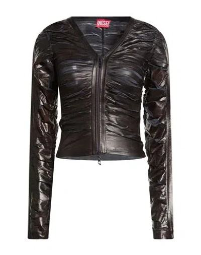 Diesel Woman Shirt Black Size L Acetate, Elastane In Black