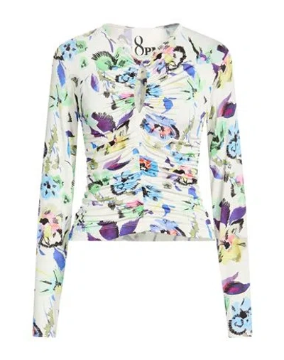 8pm Woman Top White Size L Viscose, Elastane In White