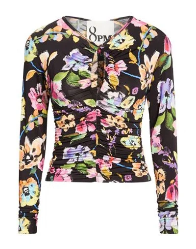 8pm Woman Top Black Size S Viscose, Elastane In Multi
