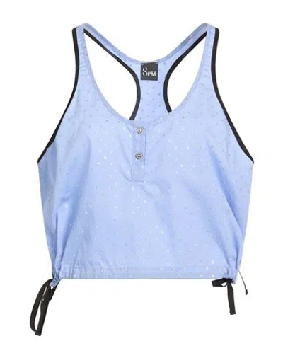 8pm Woman Top Light Blue Size M Cotton, Polyester In Blue