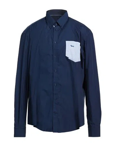 Harmont & Blaine Man Shirt Navy Size S Cotton In Blue