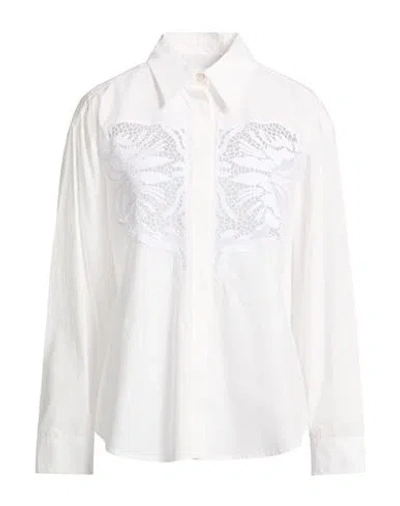 Erika Cavallini Woman Shirt White Size 8 Cotton, Elastane In White