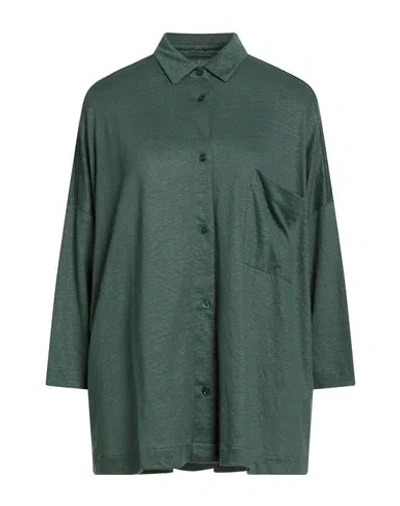 Majestic Filatures Woman Shirt Green Size 1 Linen, Elastane In Green