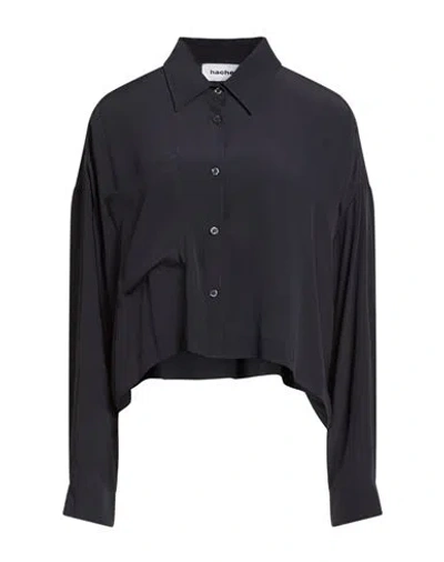 Hache Woman Shirt Midnight Blue Size 6 Acetate, Silk In Black